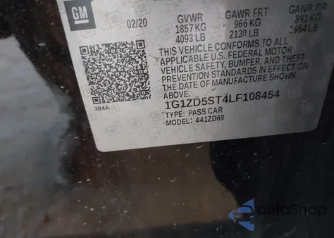 2020 Chevrolet Malibu Fwd Lt z USA, uszkodzony, nr VIN 1G1ZD5ST4LF108454